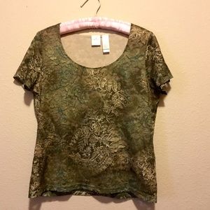 Lace Blouse Green/Teal/Tan